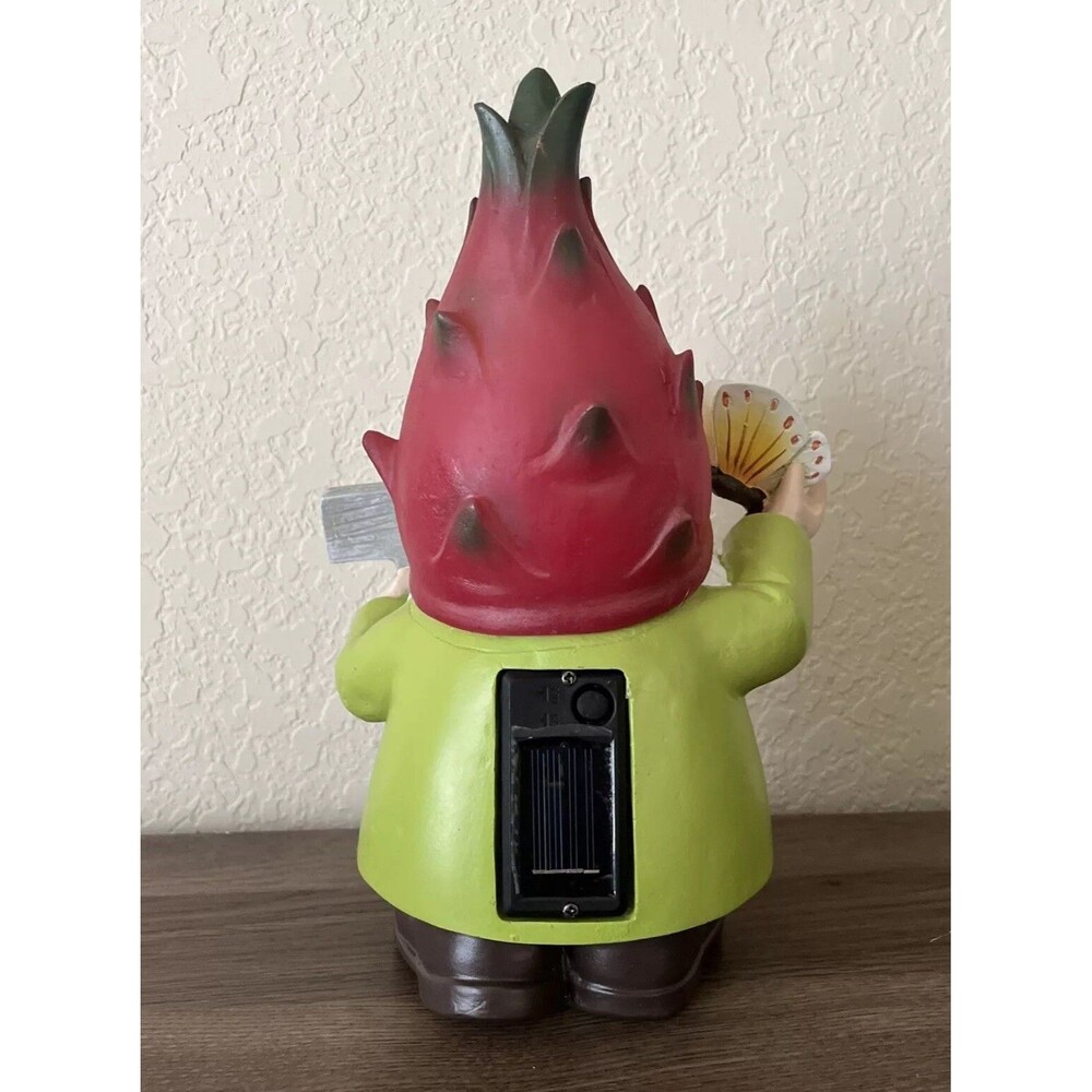 NEW (Open Box) Dragonfruit Garden Gnome Solar Glowing Hat, Butterfly - Picture 6 of 15